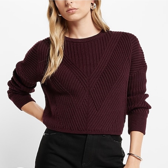 Express Ribbed Design Crew Neck Sweater - Picture 1 of 3